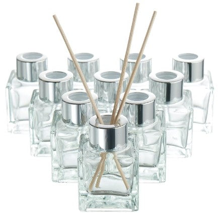 Empty Reed Diffuser Glass Clear Bottles with 5 Reed Diffuser Sticks, 50ml