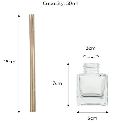 Empty Reed Diffuser Glass Clear Bottles with 5 Reed Diffuser Sticks, 50ml