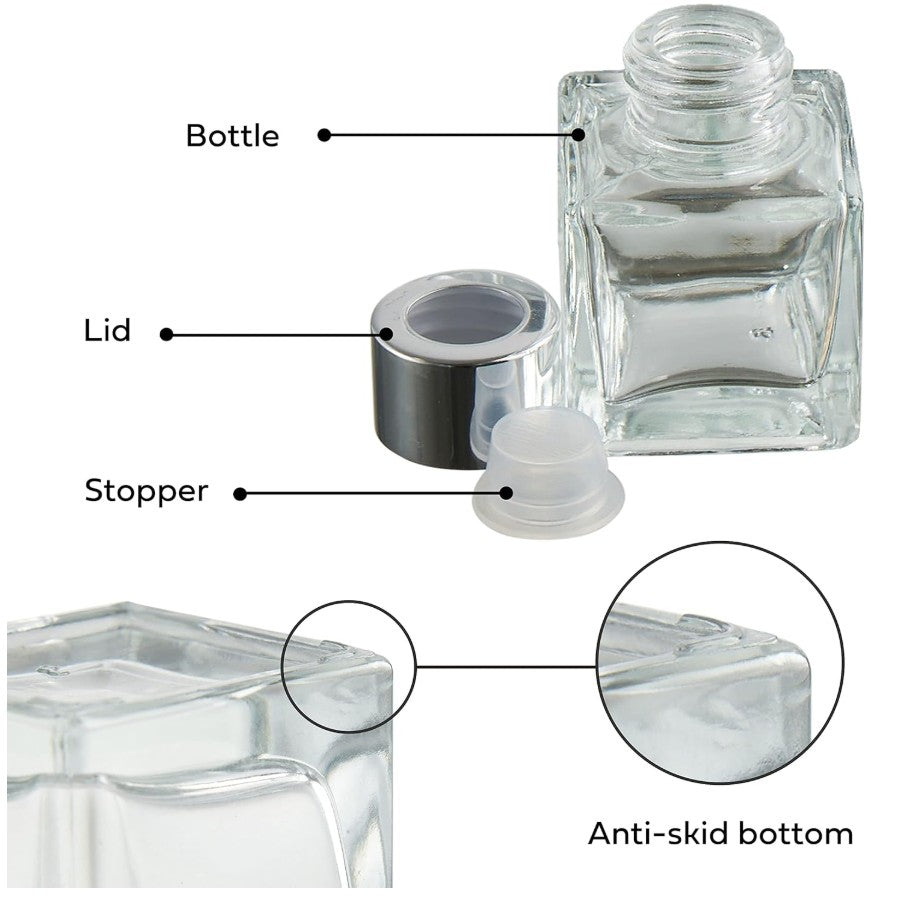 Empty Reed Diffuser Glass Clear Bottles with 5 Reed Diffuser Sticks, 50ml