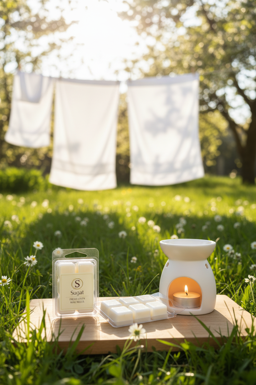 Fresh Linen Wax Melts with Warmer - Laundry Scene