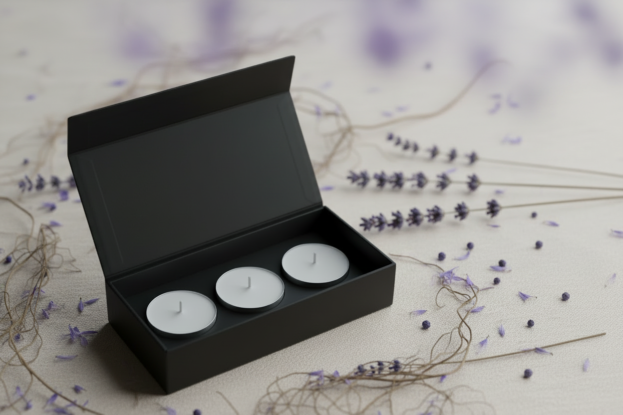 Lavender Tea Lights - Natural on Lavender Background