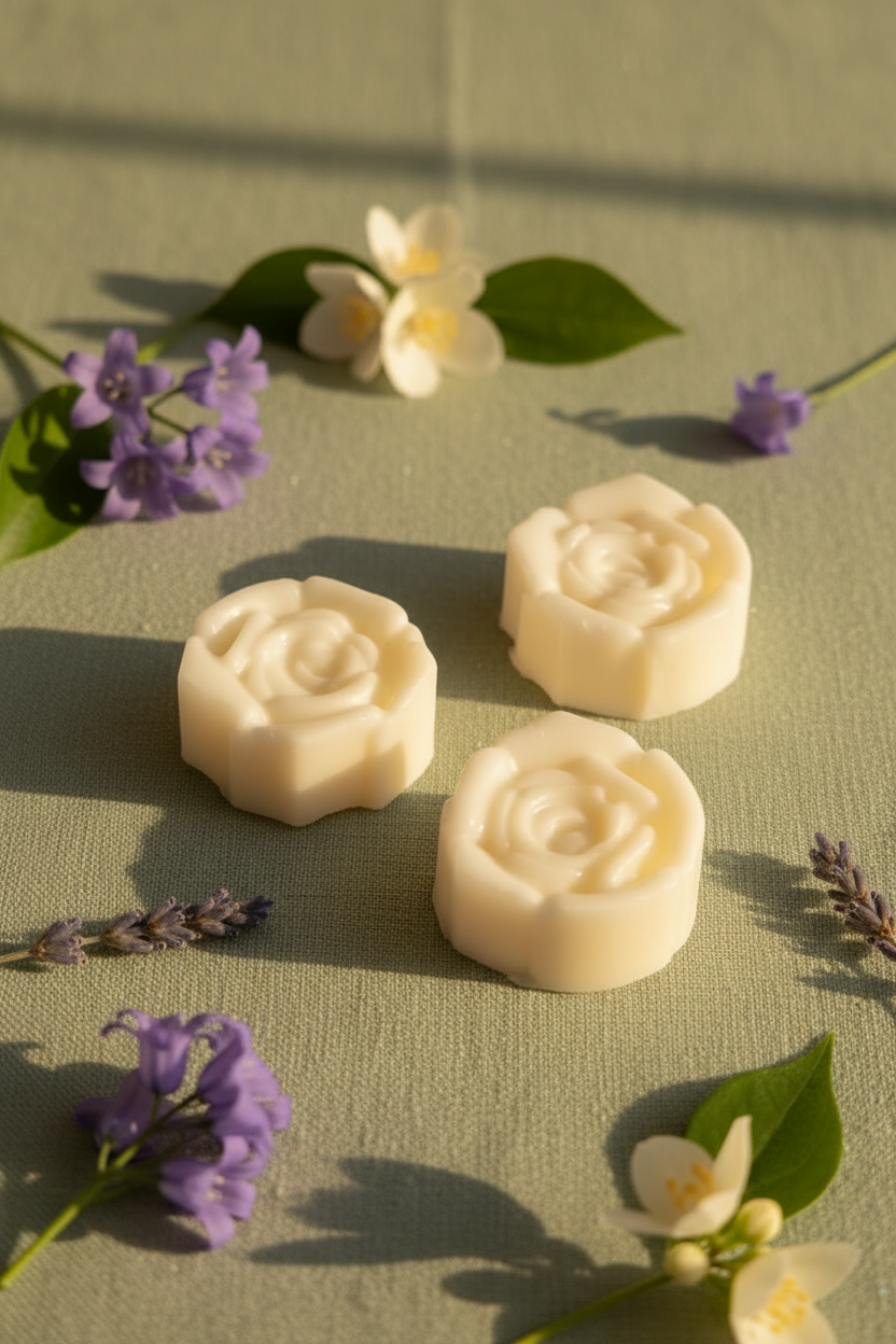 Rose wax melts angled bluebell
