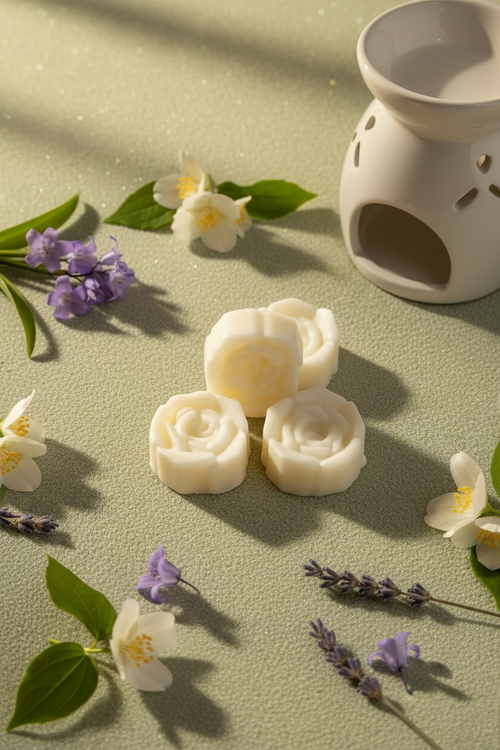 Rose wax melts with props bluebell